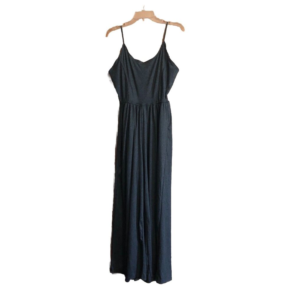 No Comment Women's Charcoal Grey Ribbed Cami Wide Leg Jumpsuit XL NWT
